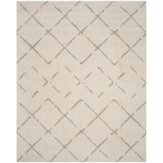 SAFAVIEH Arizona Zarif Geometric Shag Area Rug, Ivory/Beige, 9' x 12'