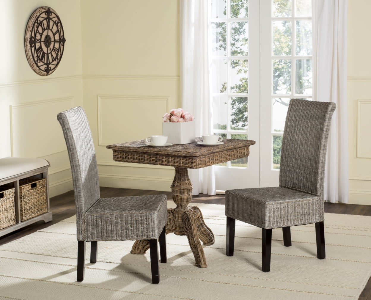 Arjun 18'' Gray Rattan Wicker Dining Chair Set