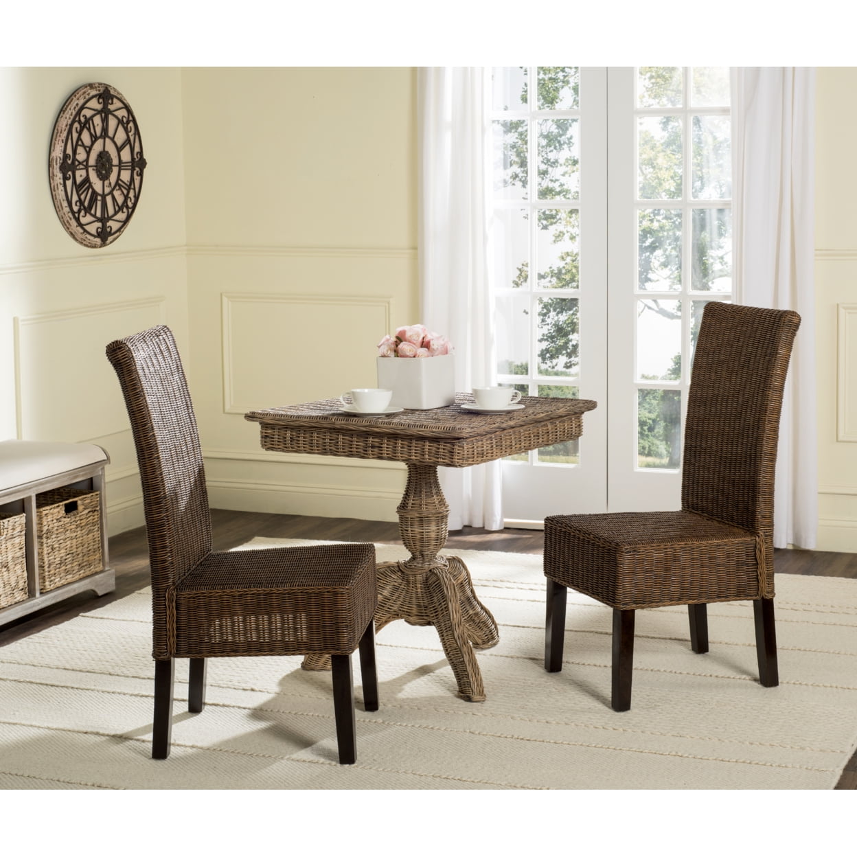 Arjun 18'' High Brown Rattan Cane Side Chairs (Set of 2)