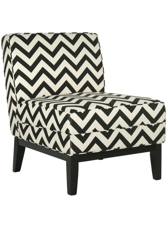 SAFAVIEH Armand Black and White Zig Zag Linen/Cotton Accent Chairs (25.2 in. W x 31.9 in. D x 33.1 in. H)