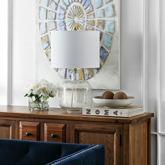 SAFAVIEH Armena 21.5 in. H Glass Table Lamp, Clear/Brass Gold