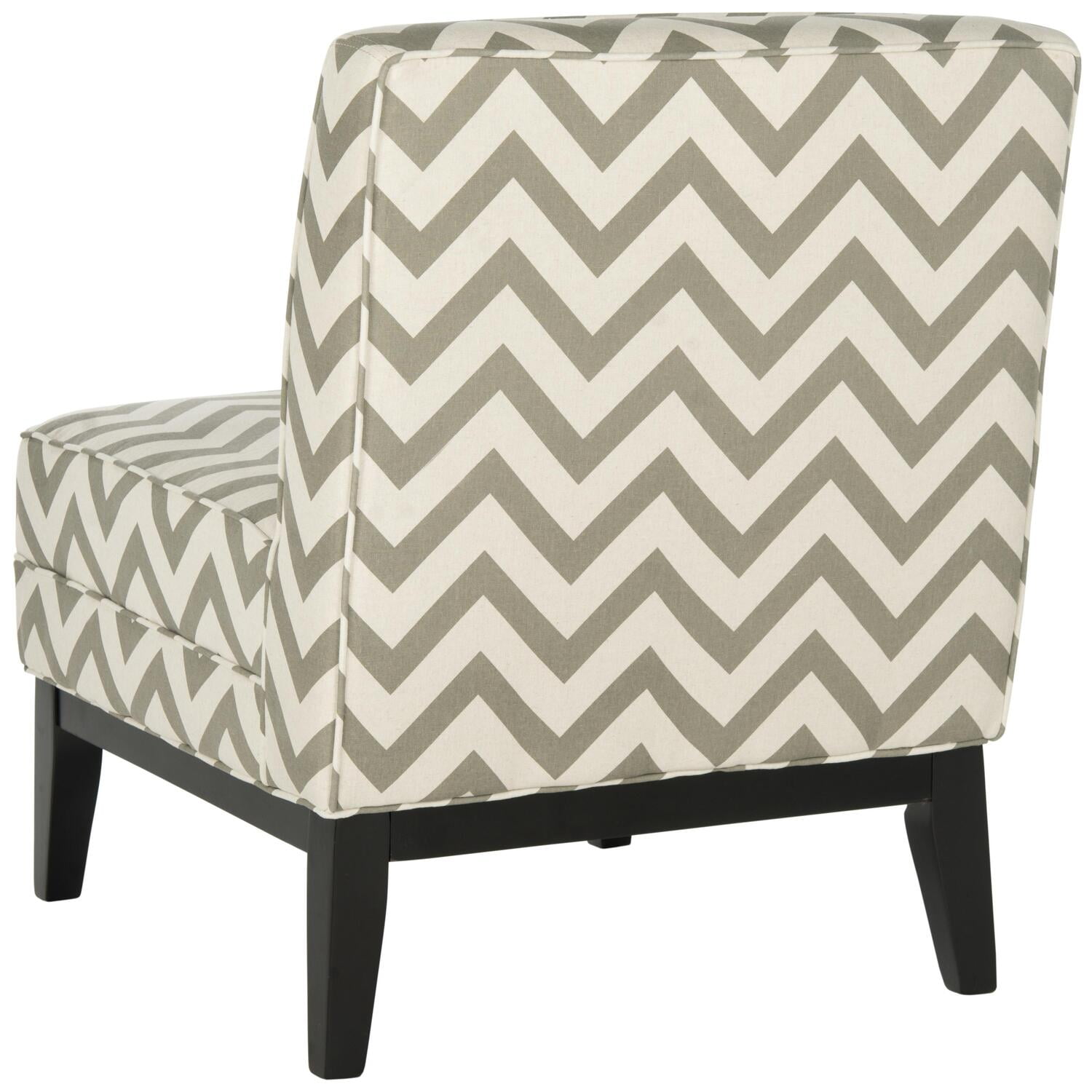Grey and White Chevron Upholstered Slipper Chair