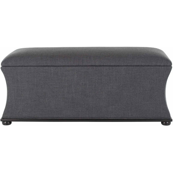 SAFAVIEH Aroura Transitional Glam Flip Top Upholstered Storage Bench, Grey