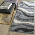 thumbnail image 1 of SAFAVIEH Art Adamina Geometric Waves Shag Runner Rug, Grey/Ivory, 2'3" x 7', 1 of 5