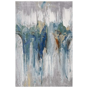 SAFAVIEH Art Studio Graeme Abstract Area Rug, Light Grey/Blue, 5'1" x 7'6"