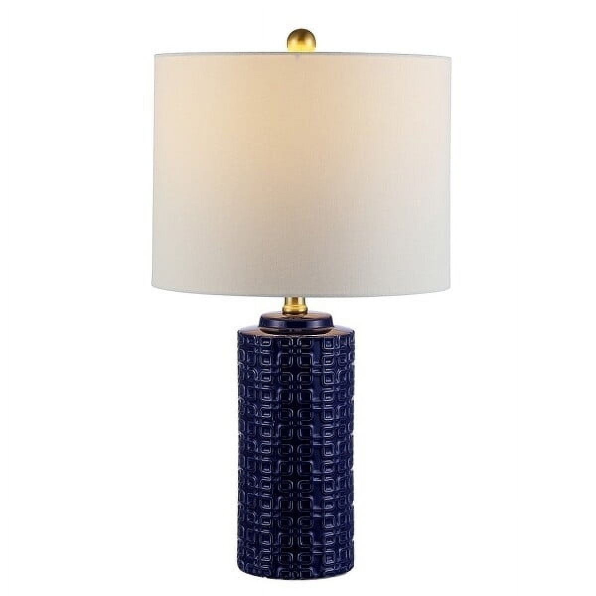 Navy Blue Ceramic Table Lamp Set with White Shades