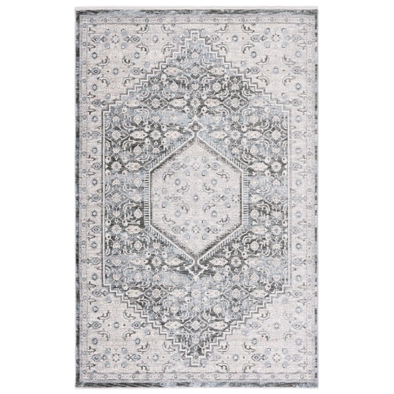 SAFAVIEH Artifact Theophania Medallion Polyester Area Rug, Gray/Black, 5' x 8'