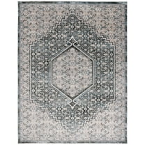 SAFAVIEH Artifact Theophania Medallion Polyester Area Rug, Gray/Black, 8' x 10'