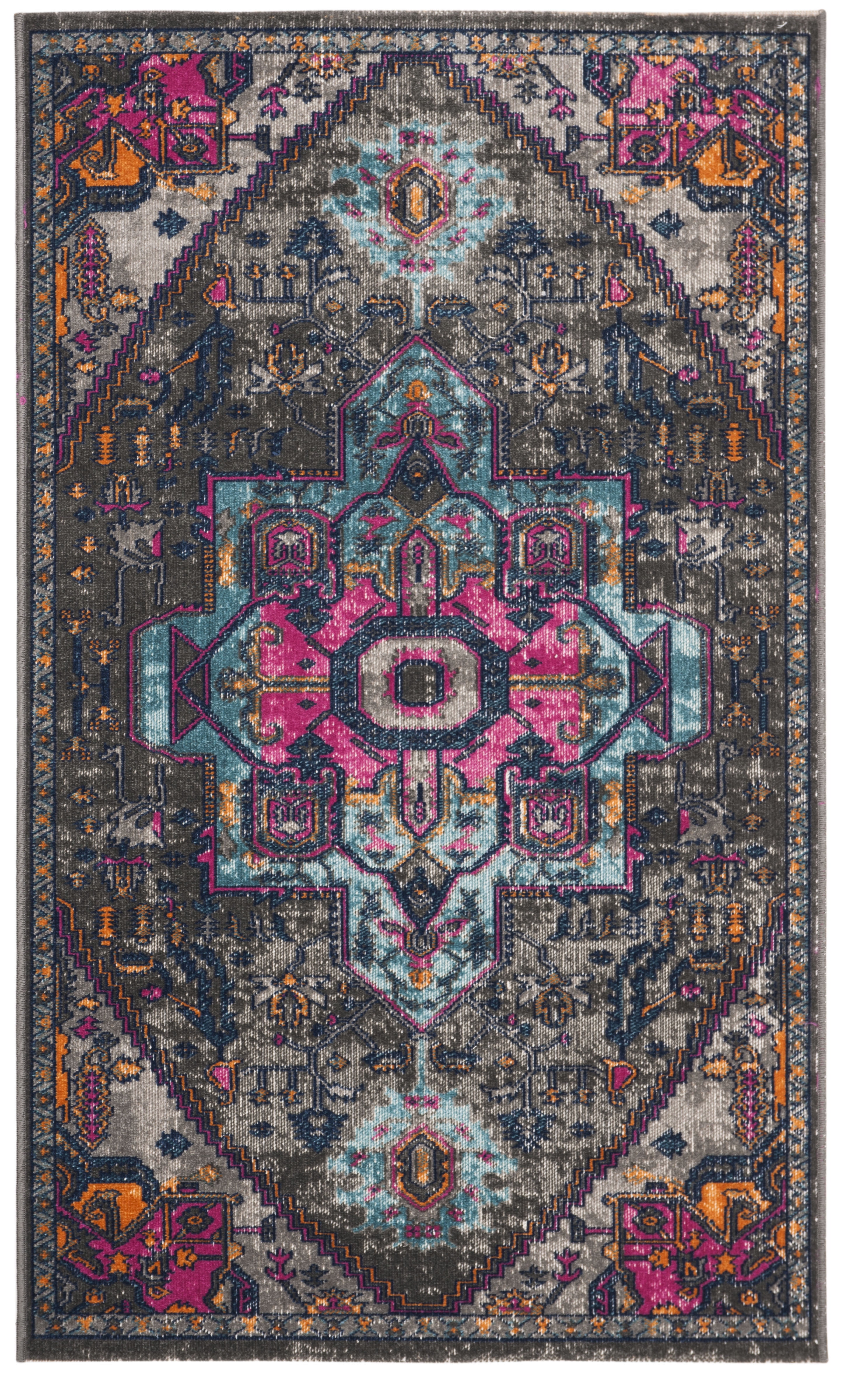 SAFAVIEH Artisan Fletcher Aztec Area Rug, Grey/Fuchsia, 3' x 5'