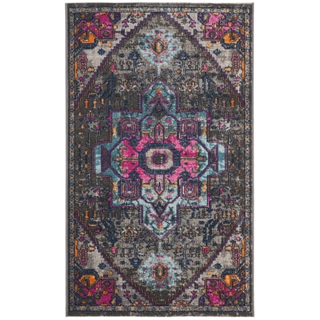SAFAVIEH Artisan Fletcher Aztec Area Rug, Grey/Fuchsia, 3' x 5'