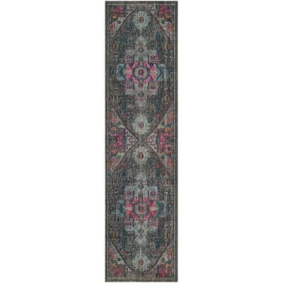 SAFAVIEH Artisan Fletcher Aztec Runner Rug, Black/Light Grey, 2'2" x 8'