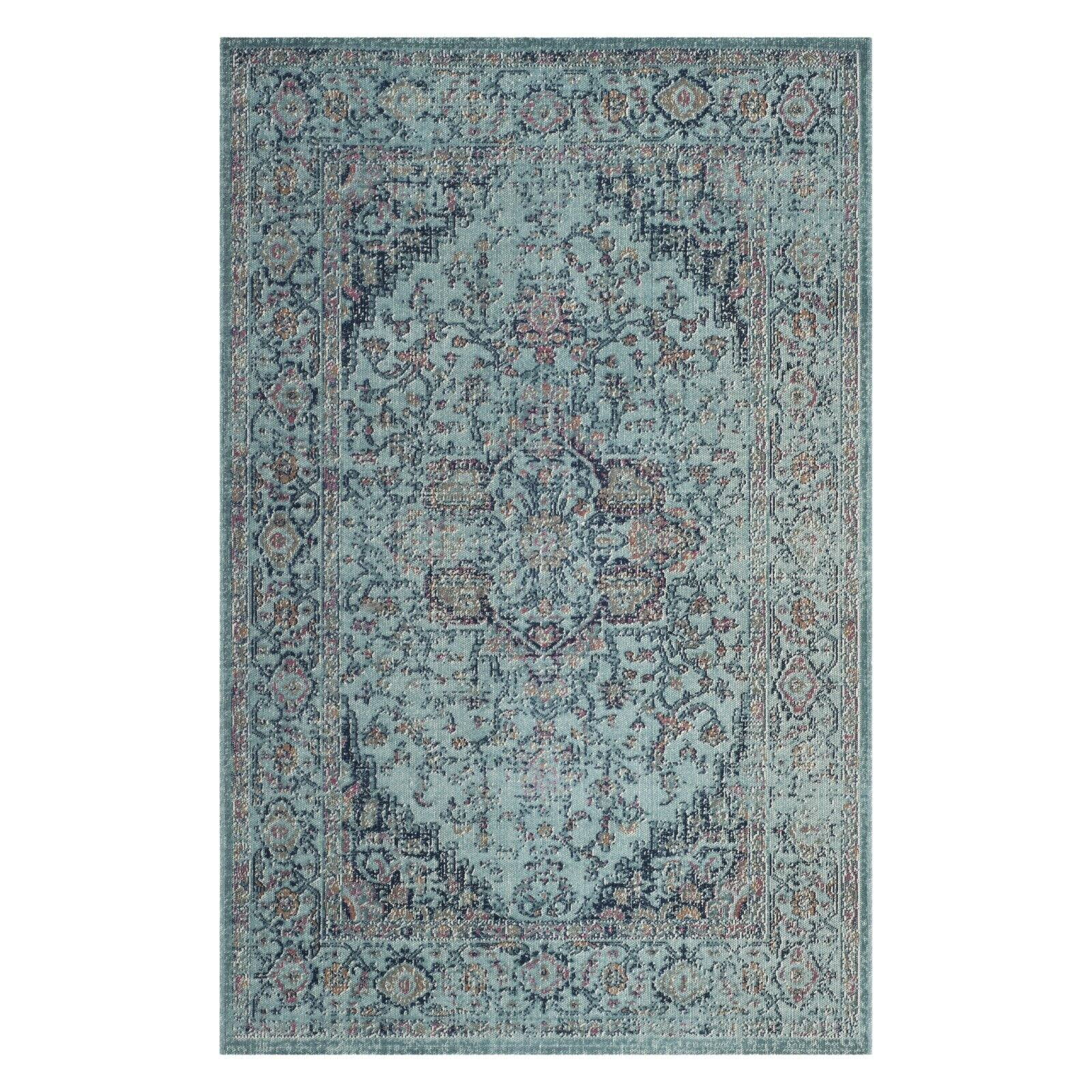 Light Blue 4' x 6' Traditional Synthetic Area Rug