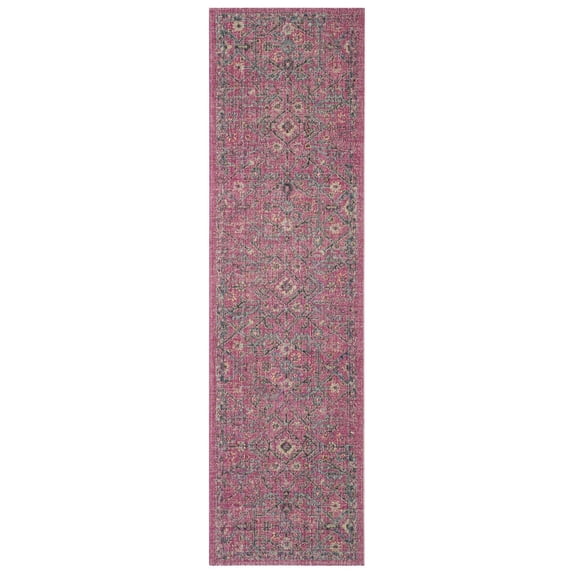 SAFAVIEH Artisan Kenelm Bohemian Runner Rug, Fuchsia/Anthracite, 2'2" x 8'