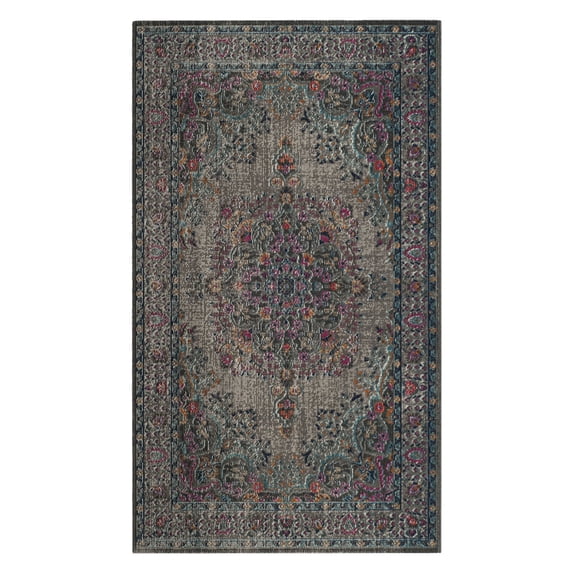 SAFAVIEH Artisan Thornton Floral Bordered Area Rug, Grey/Fuchsia, 9' x 12'