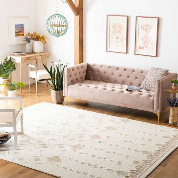 SAFAVIEH Artistry Alondra Geometric Area Rug, Ivory/Sage, 7' x 7' Square