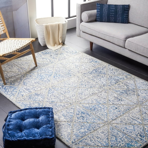 SAFAVIEH Artistry Bedelia Ogee Area Rug, Blue/Natural, 5' x 8'