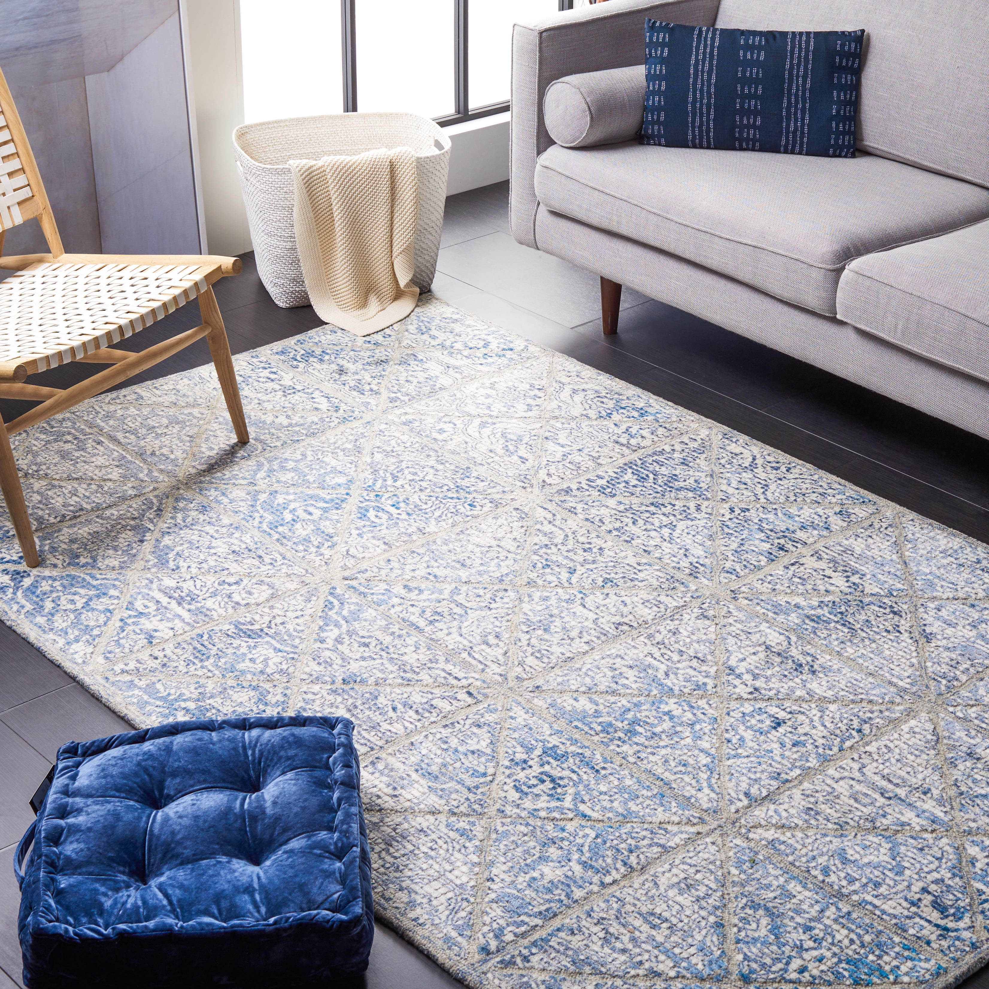 SAFAVIEH Artistry Bedelia Ogee Area Rug, Blue/Natural, 6' x 9'