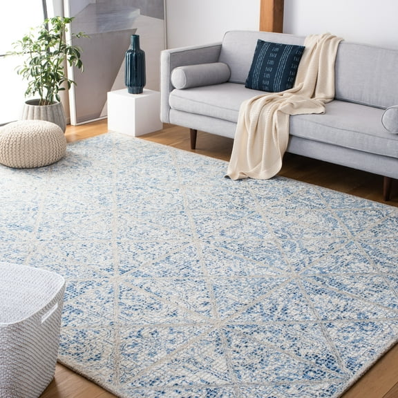 SAFAVIEH Artistry Bedelia Ogee Area Rug, Blue/Natural, 7' x 7' Square