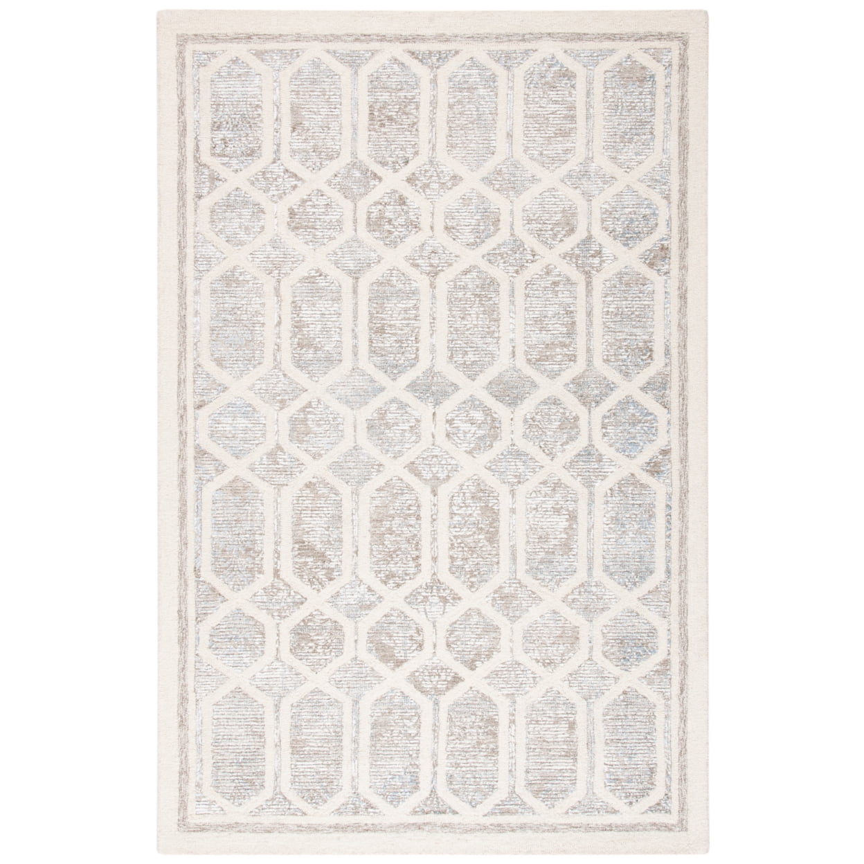 Beige Hand-Tufted Wool and Viscose Area Rug 4' x 6'