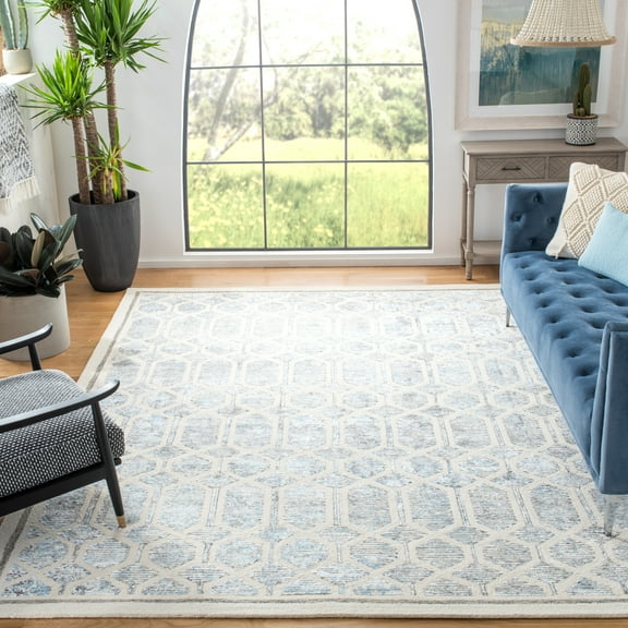 SAFAVIEH Artistry Jorie Geometric Area Rug, Ivory/Blue, 9' x 12'