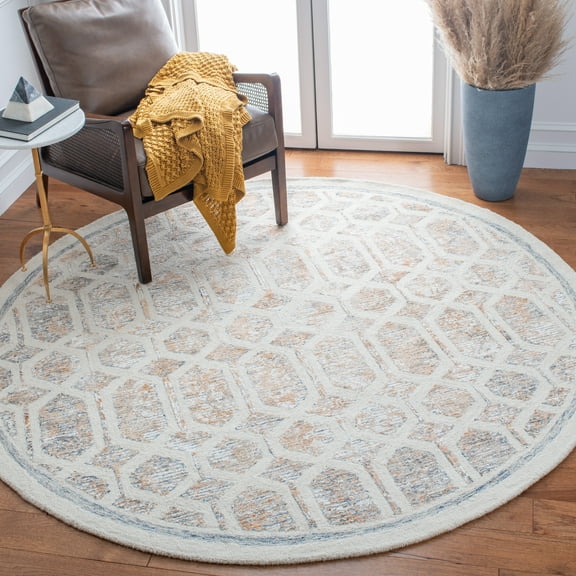 SAFAVIEH Artistry Jorie Geometric Area Rug, Ivory/Gold, 7' x 7' Round