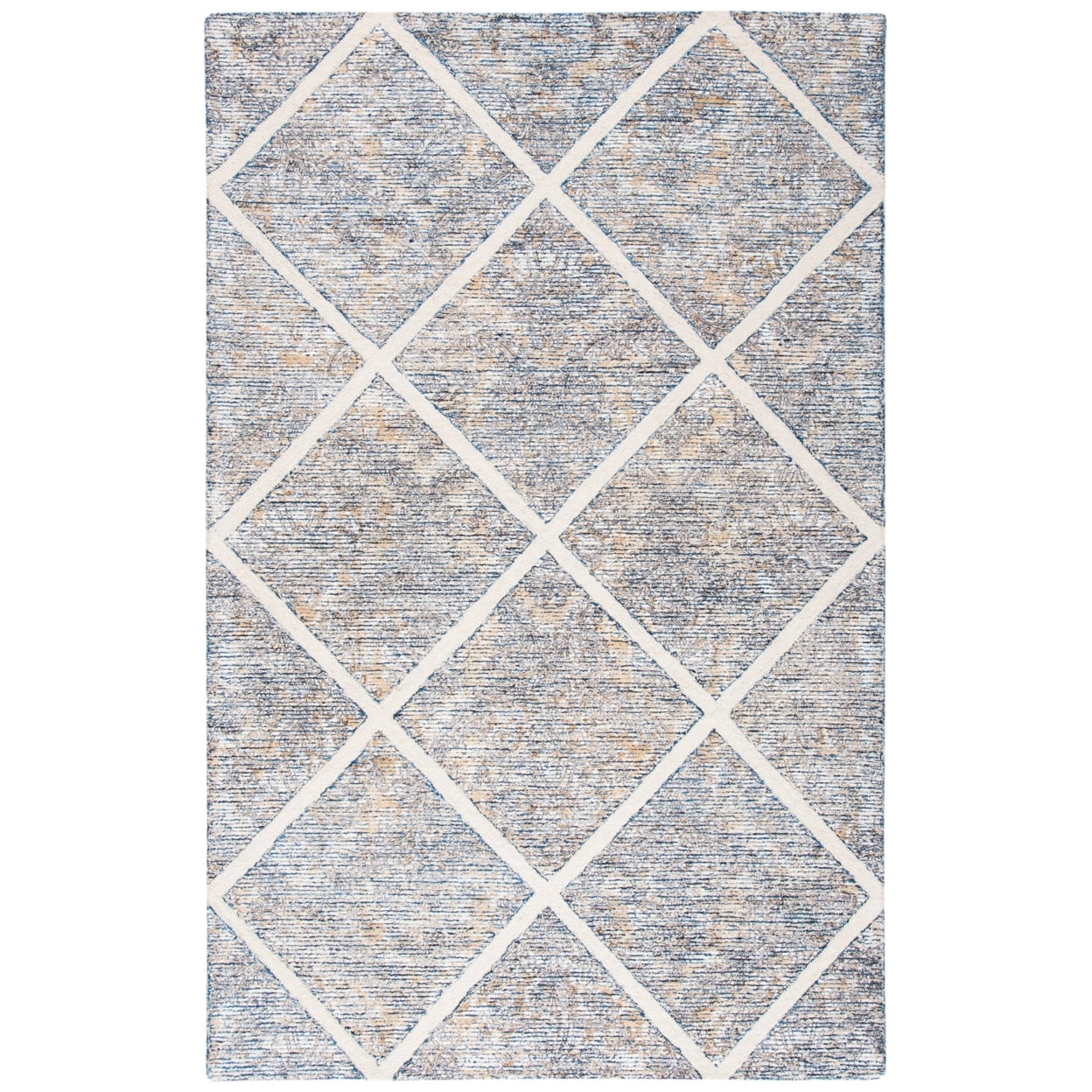 Ivory and Gold Hand-Tufted Wool and Viscose 5' x 8' Area Rug