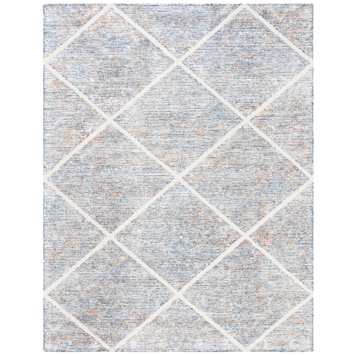 Ivory and Gold Geometric Hand-Tufted Wool 9' x 12' Area Rug