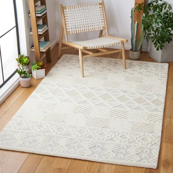 SAFAVIEH Artistry Randa Geometric Area Rug, Ivory/Light Gray, 4' x 6'