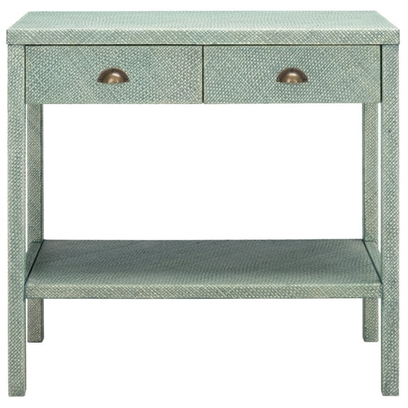 SAFAVIEH Asa Turquoise/Antique Gold Wood Console Table with Drawer (31 in. W x 14 in. D x 30 in. H)
