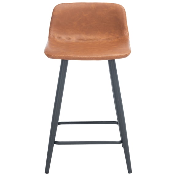 SAFAVIEH Asena Square Low Back Counter Stool, Cigar/Black
