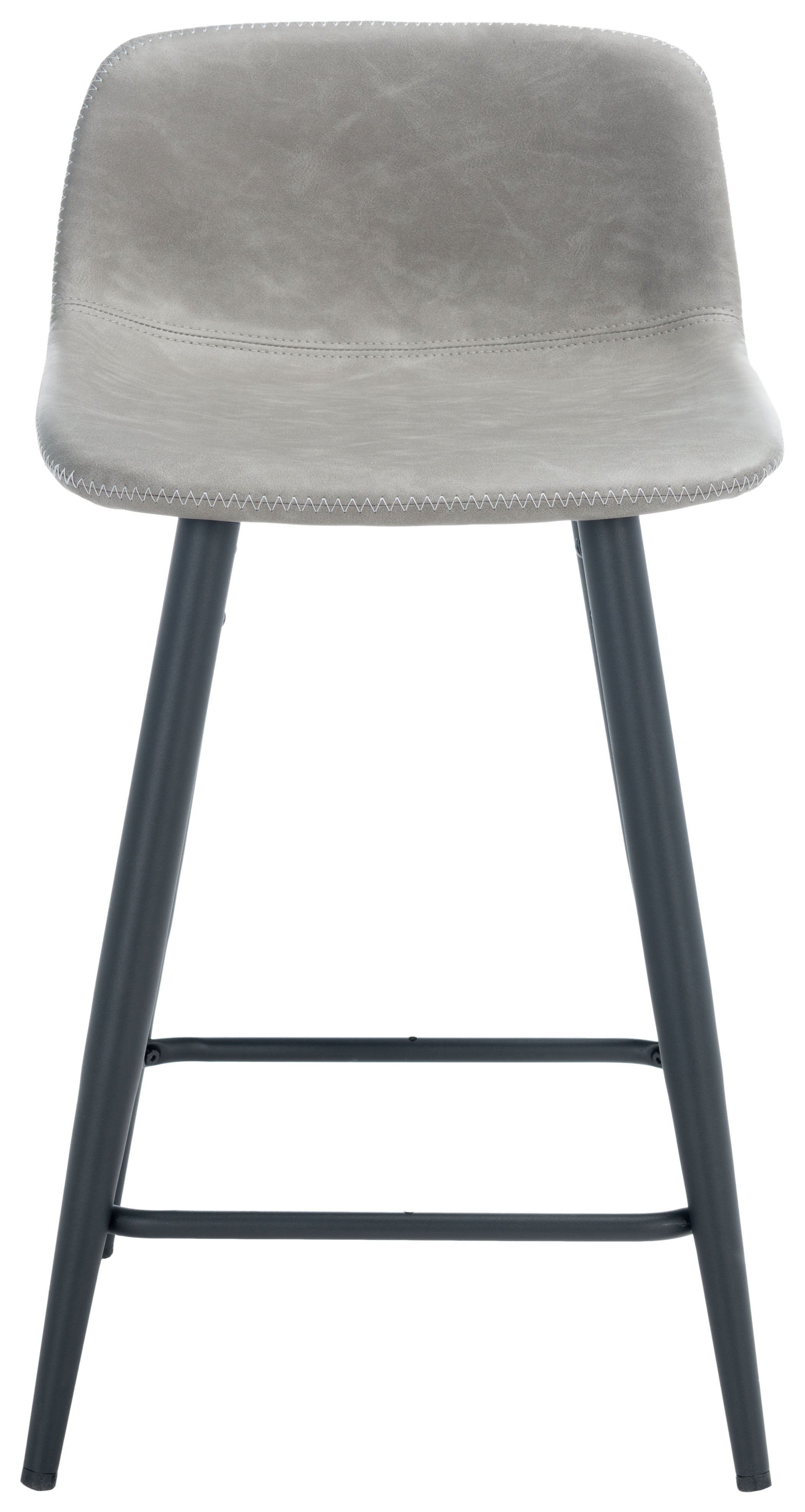 Grey and Black Saddle Style Leather Counter Stool