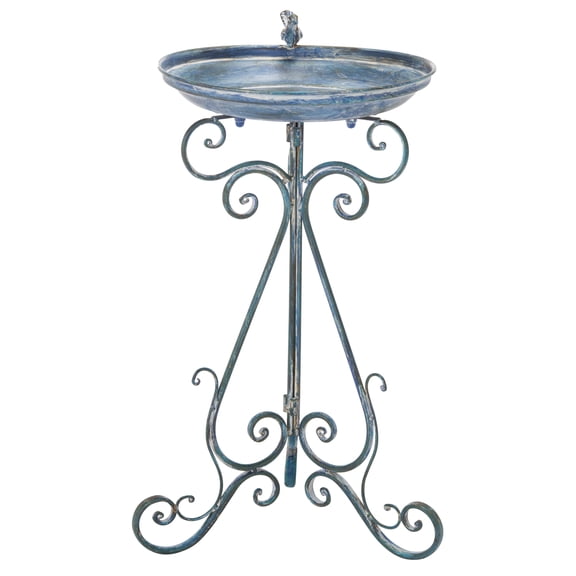 SAFAVIEH Ashlan Solid Rustic Outdoor Patio Bird Bath, Antique Blue