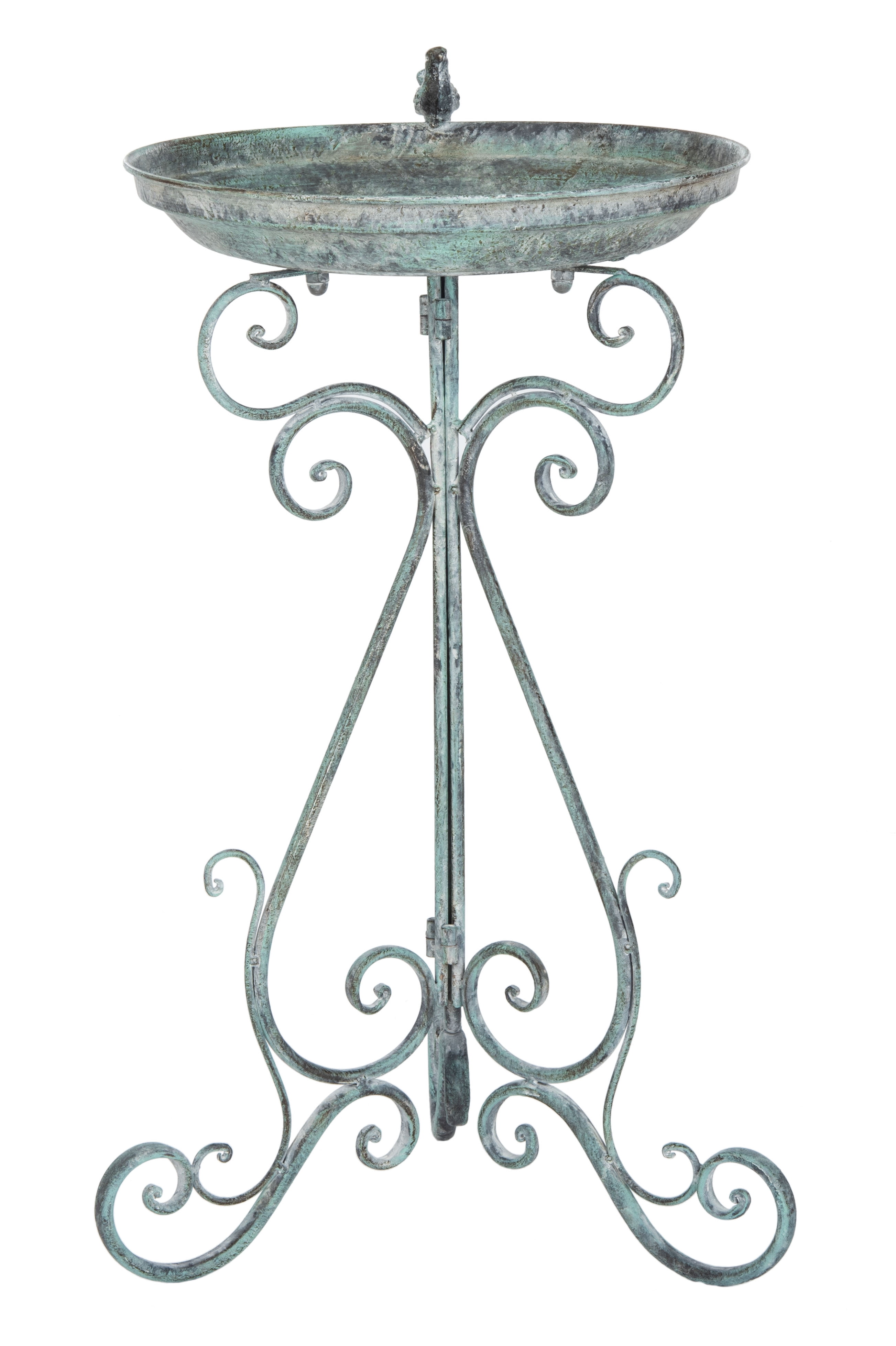 SAFAVIEH Ashlan Solid Rustic Outdoor Patio Bird Bath, Dark Green
