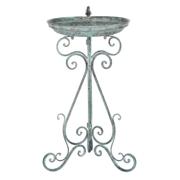SAFAVIEH Ashlan Solid Rustic Outdoor Patio Bird Bath, Dark Green
