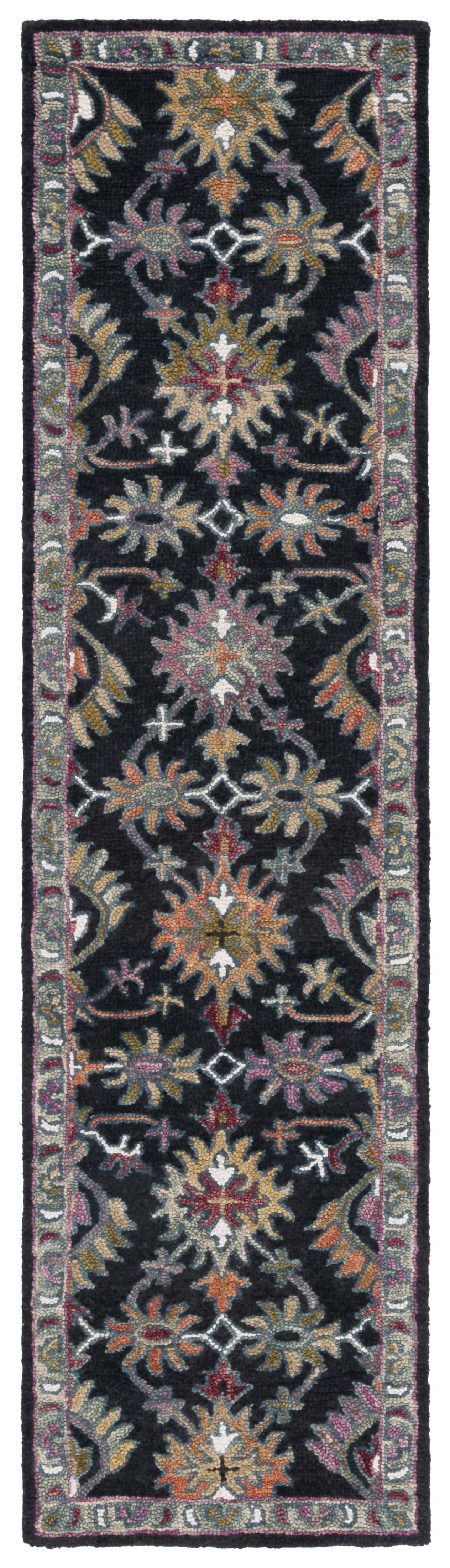 Handmade Black Wool Tufted Runner Rug, 2'3" x 9'
