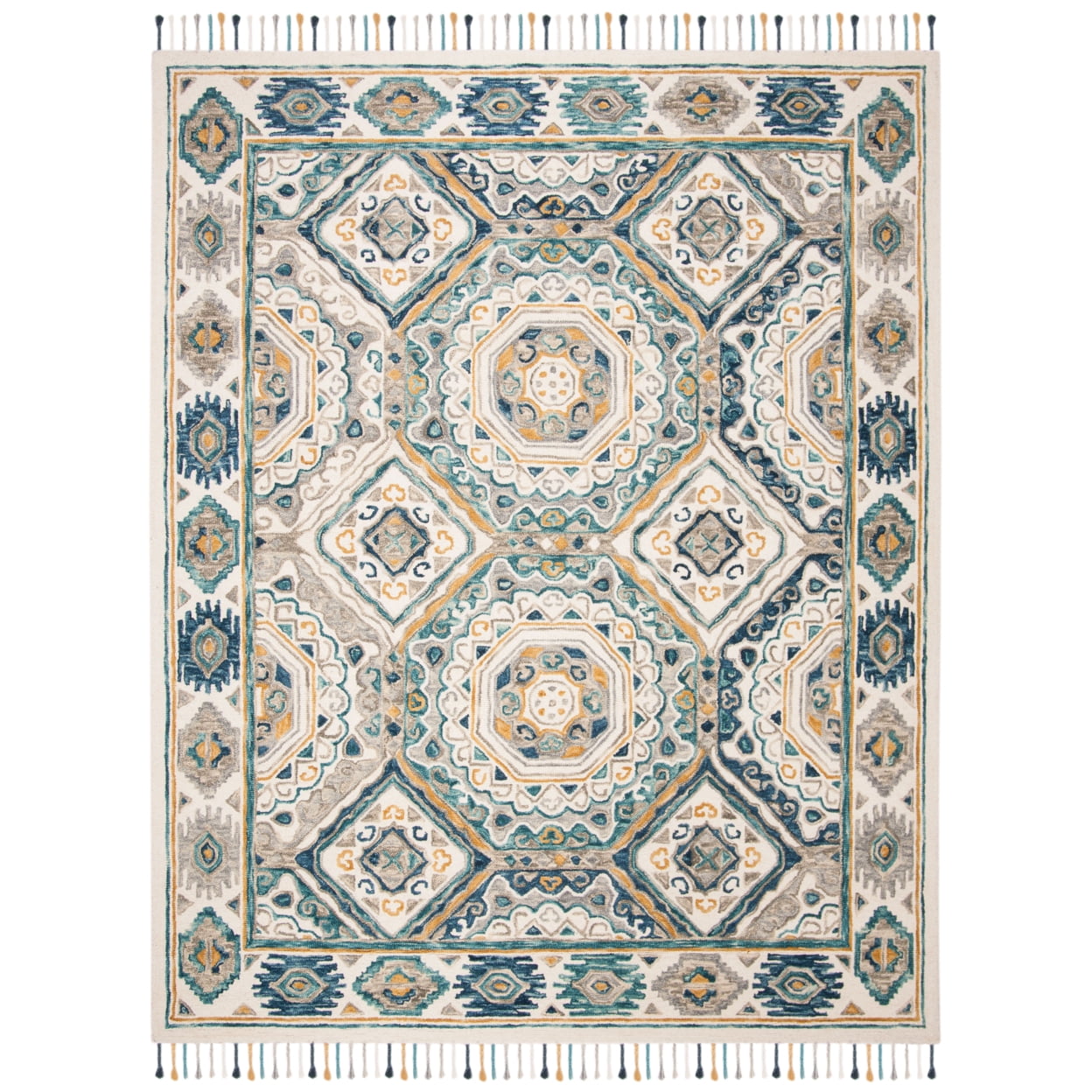 Ivory and Charcoal Boho Hand-Tufted Wool Runner Rug
