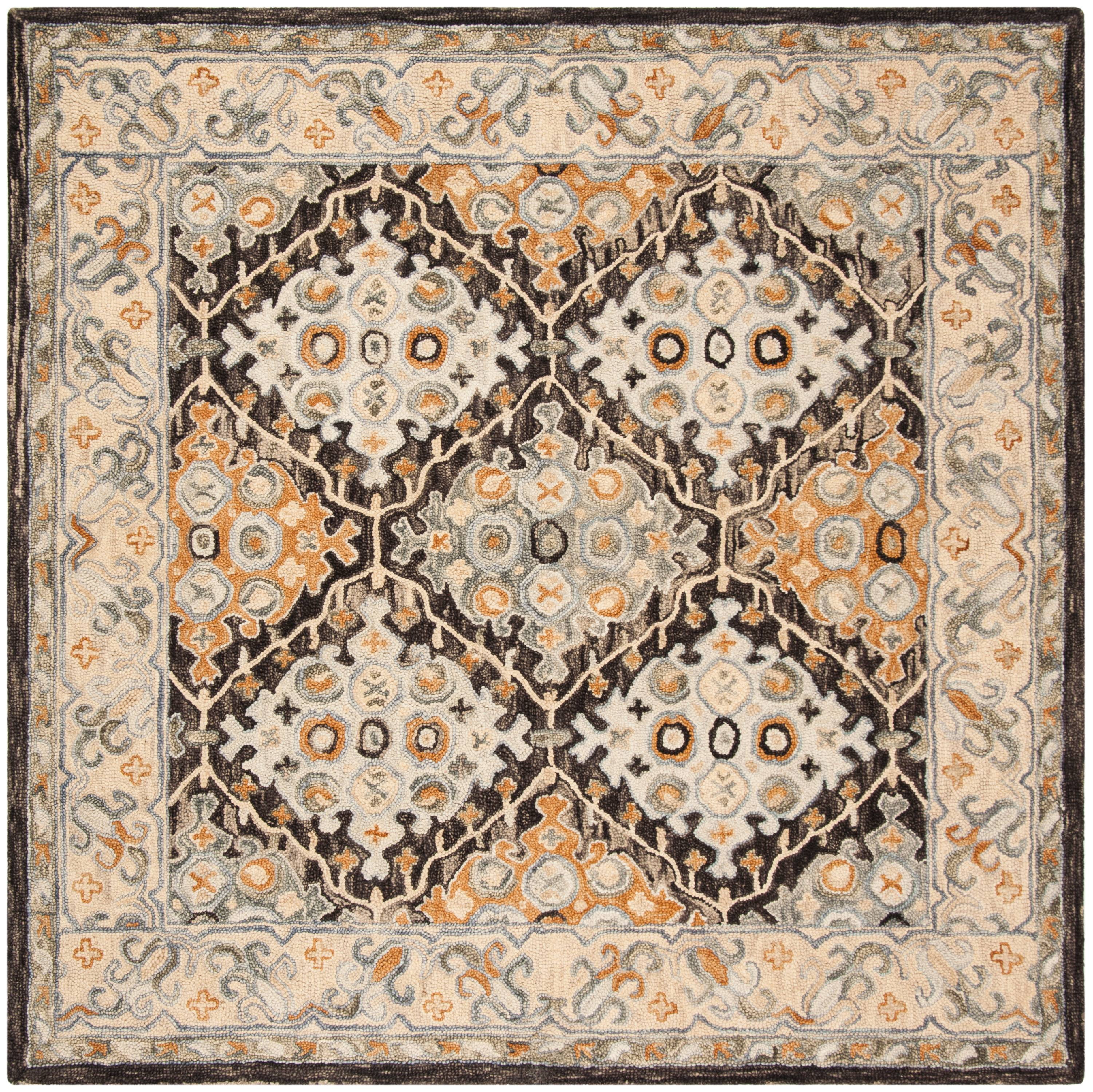 Aspen Beige and Brown 7' Square Hand Tufted Wool Rug