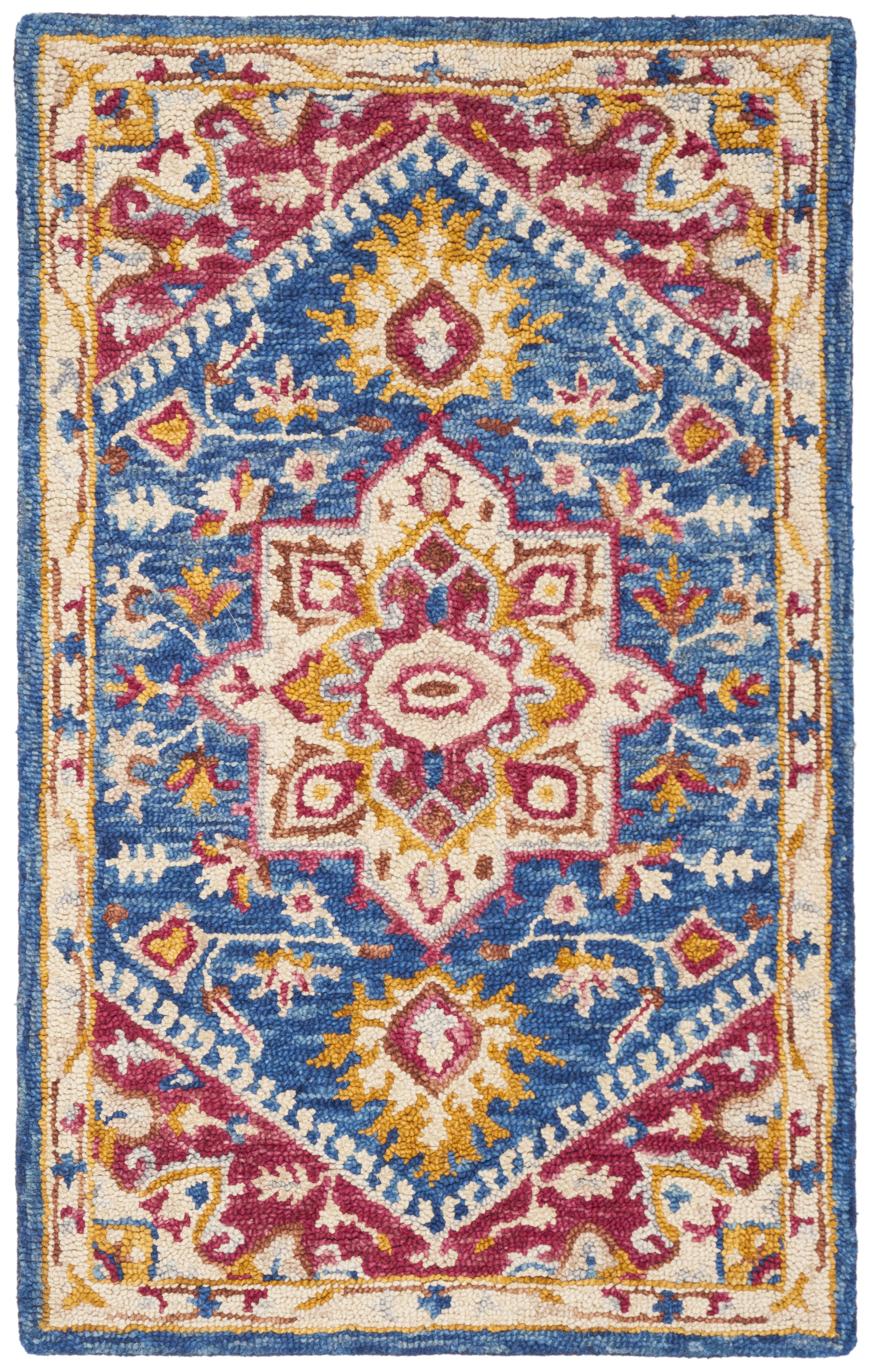 SAFAVIEH Aspen Gamal Oriental Wool Area Rug, Navy/Fuchsia, 3' x 5'