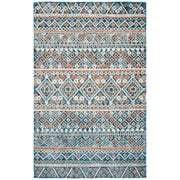 Safavieh Aspen Collection Area Rug - 5' x 8', Blue & Orange, Handmade Moroccan Boho Wool, Ideal for High Traffic Areas in Living Room, Bedroom APN530M