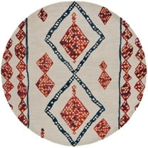 SAFAVIEH Aspen Byrne Southwestern Wool Area Rug, Ivory/Multi, 7' x 7' Round