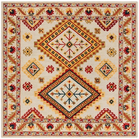 Safavieh ASPEN, IVORY / MULTI, 7' X 7' Square, Area Rug, APN706A-7SQ