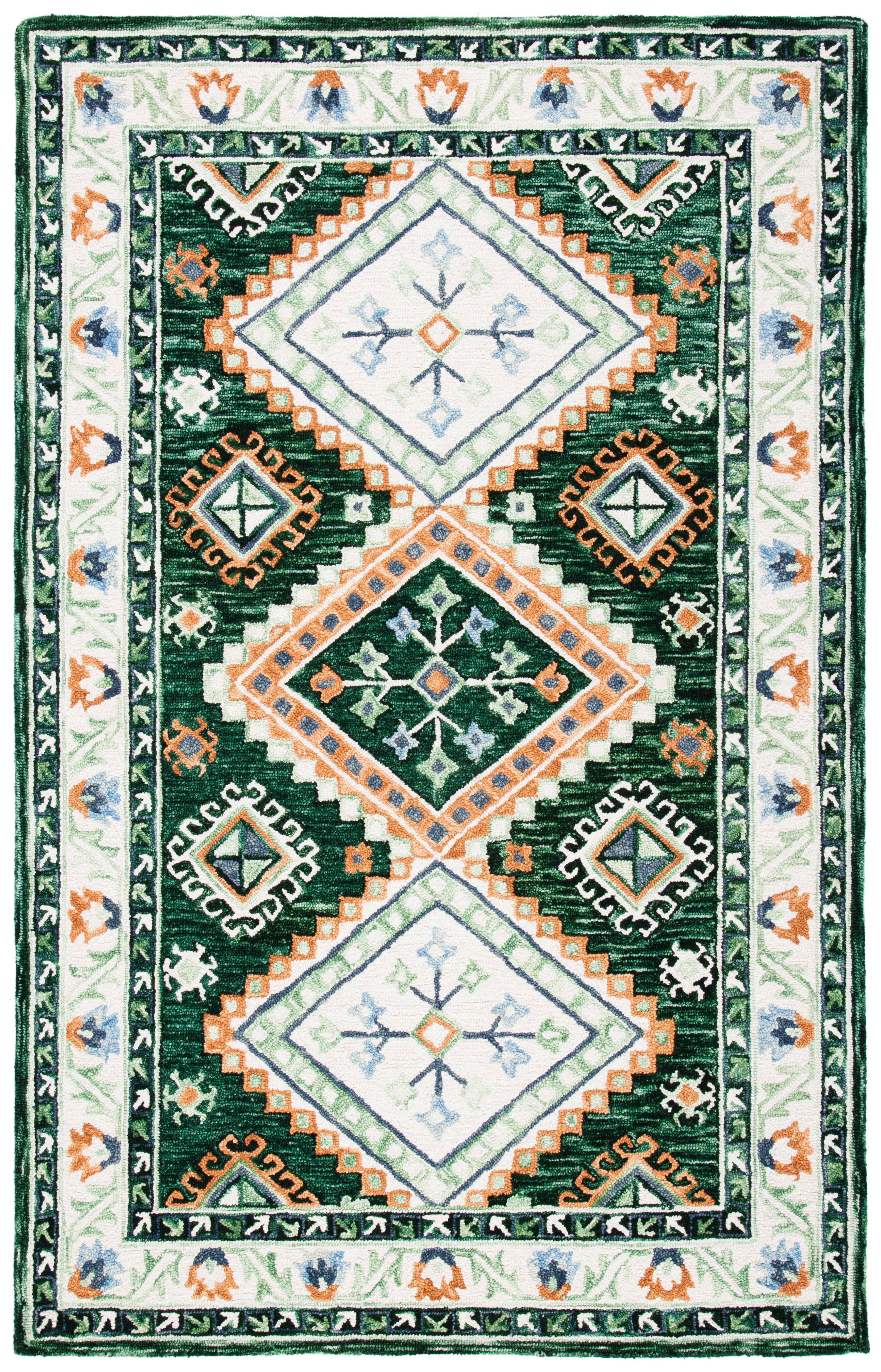 Ivory Geometric Hand-Tufted Wool Round Rug - 3' Diameter