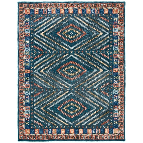 SAFAVIEH Aspen Alexanndria Floral Bordered Wool Area Rug, Rust/Green, 4' x 6'