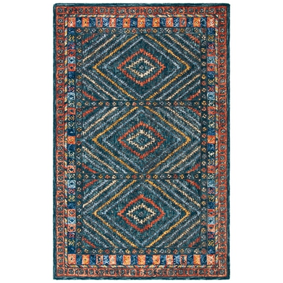 SAFAVIEH Aspen Alexanndria Geometric Wool Area Rug, Rust/Green, 2'3" x 4'
