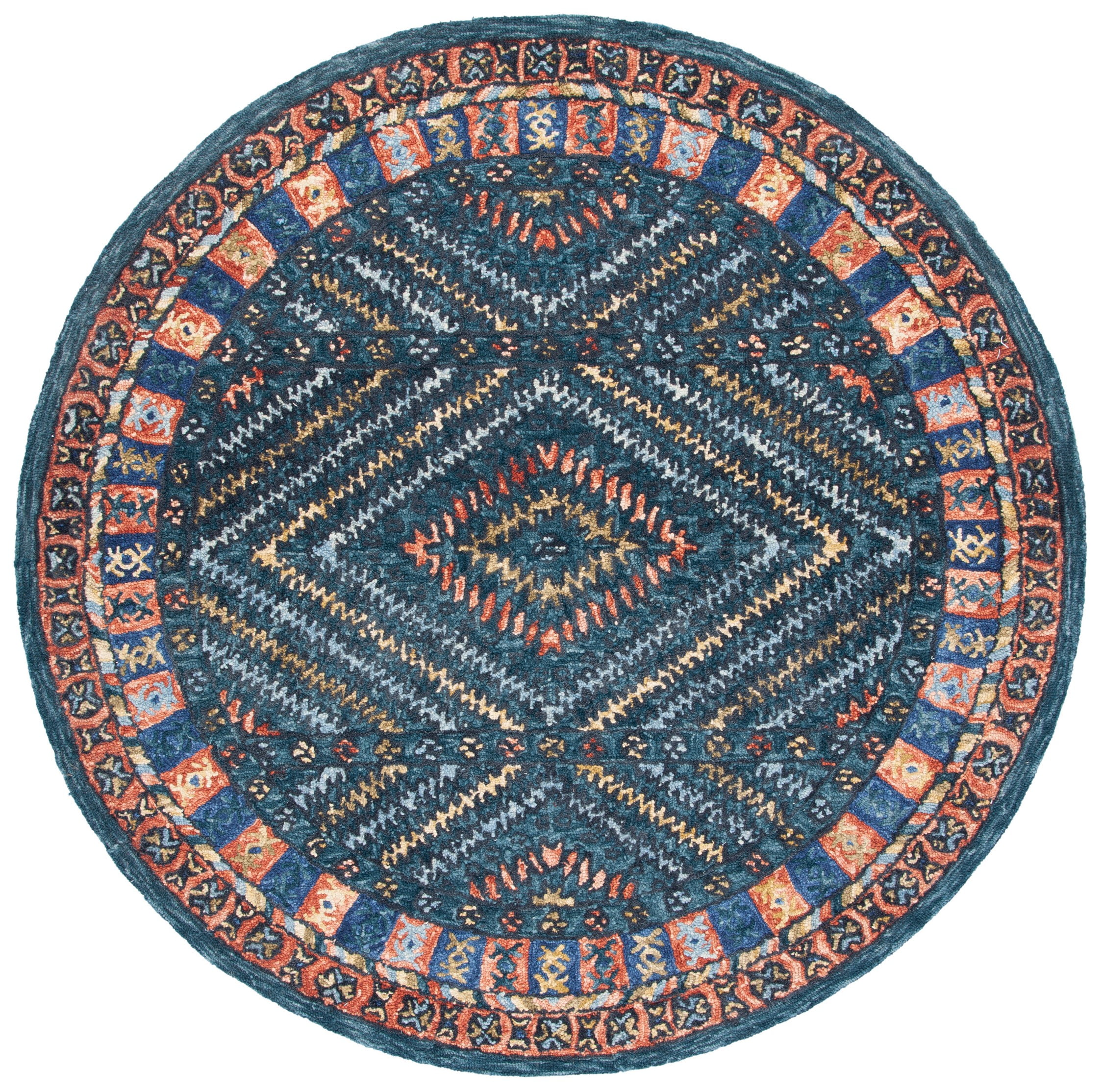 Handmade Aspen Blue Wool Round Tufted Rug - 36 in