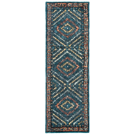 SAFAVIEH Aspen Alexanndria Geometric Wool Runner Rug, Rust/Green, 2'3" x 7'