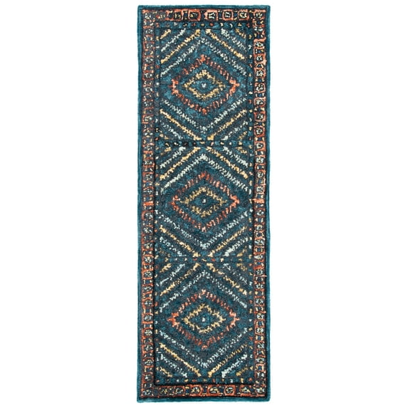 SAFAVIEH Aspen Alexanndria Geometric Wool Runner Rug, Rust/Green, 2'3" x 8'