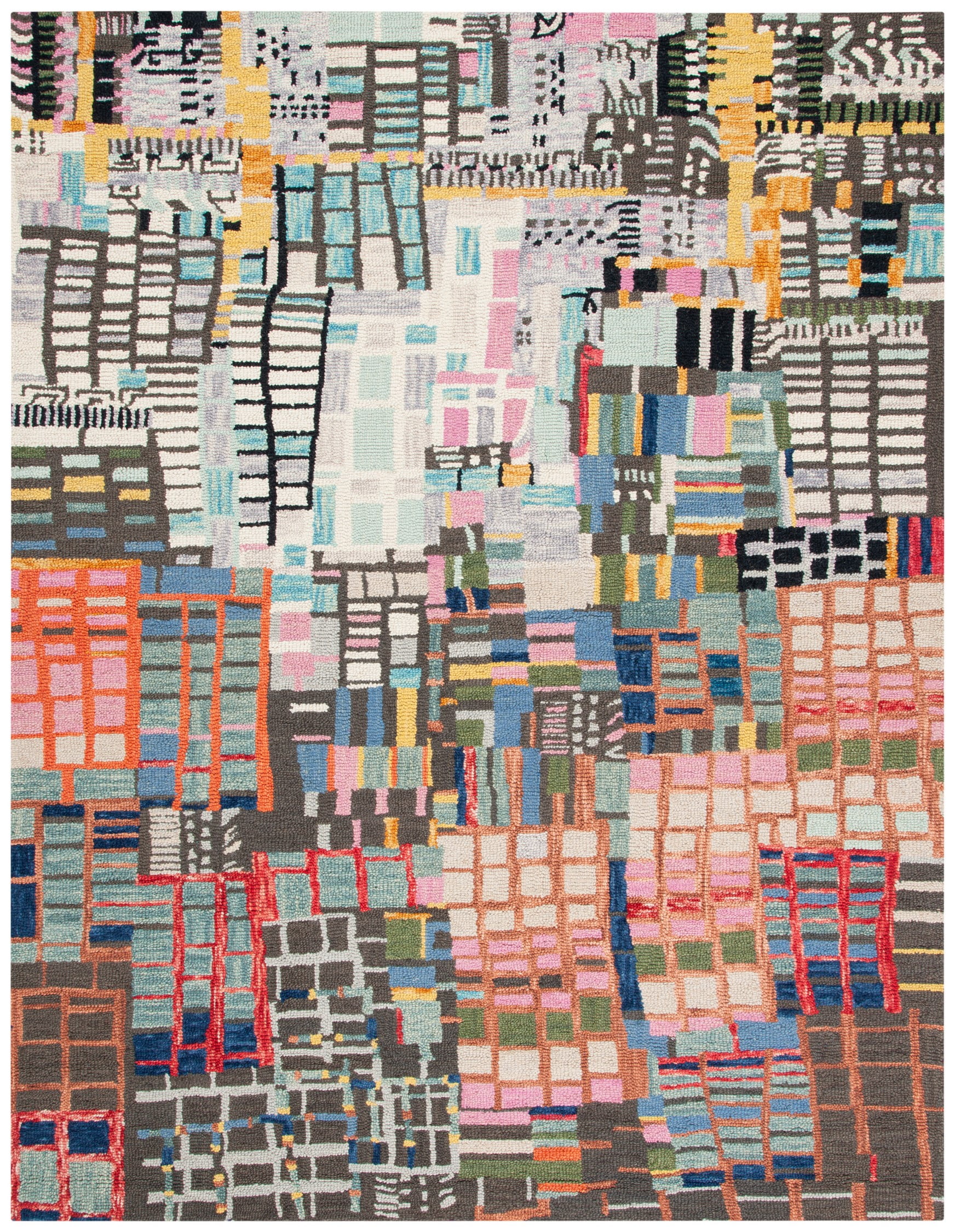 SAFAVIEH Aspen Algernon Abstract Geometric Wool Area Rug, Ivory/Black, 10' x 14'