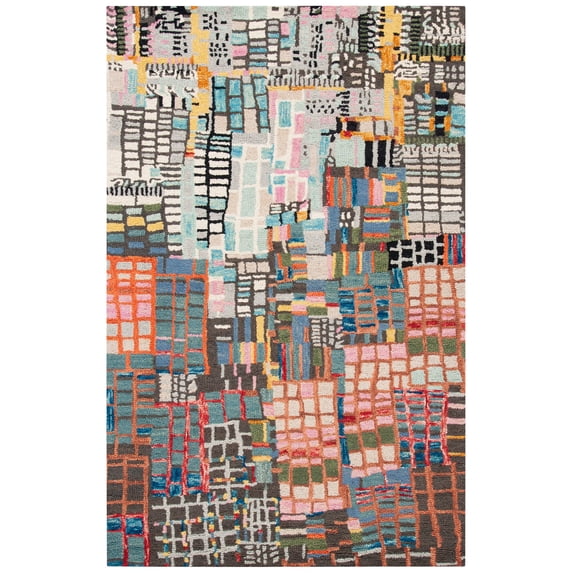 SAFAVIEH Aspen Algernon Abstract Geometric Wool Area Rug, Ivory/Black, 3' x 5'