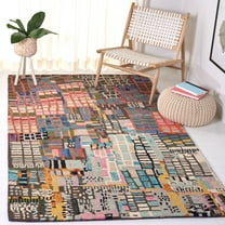 SAFAVIEH Aspen Algernon Abstract Geometric Wool Area Rug, Ivory/Black, 5' x 8'